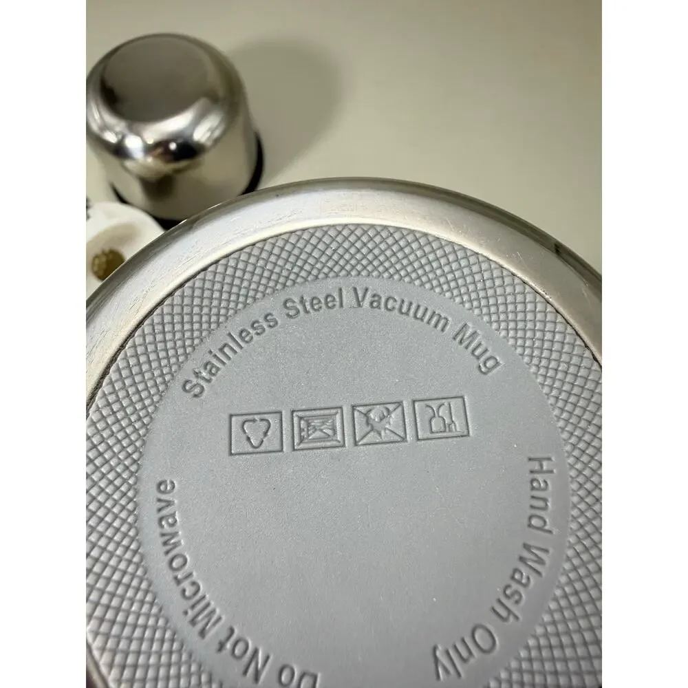 New 16 Oz Insulated Stainless Steel Vacuum Flask Hot/Cold Twist Lid Strap Black